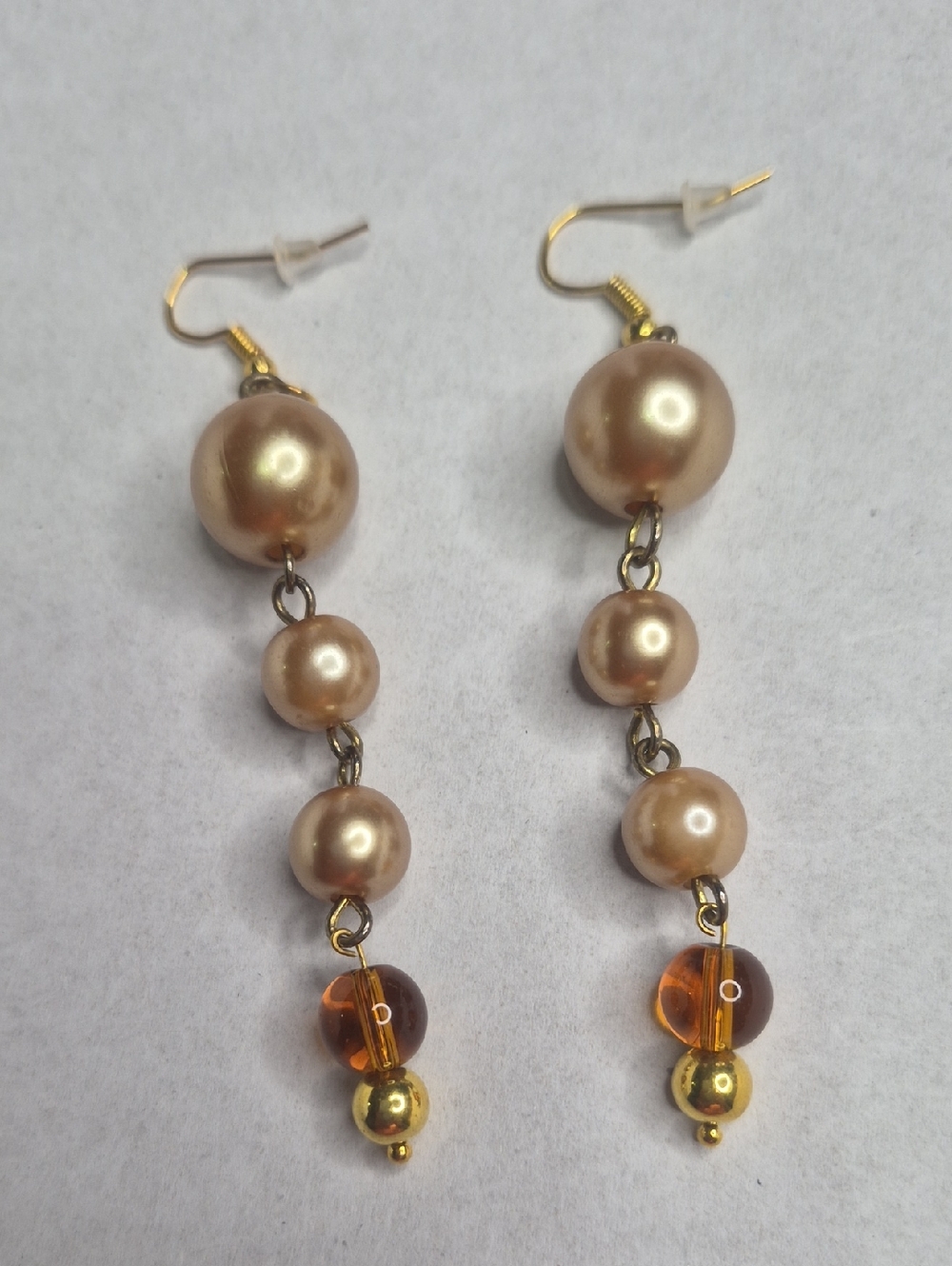 Elegant Gold-Toned Pearl Drop Earrings - Women Jewelry